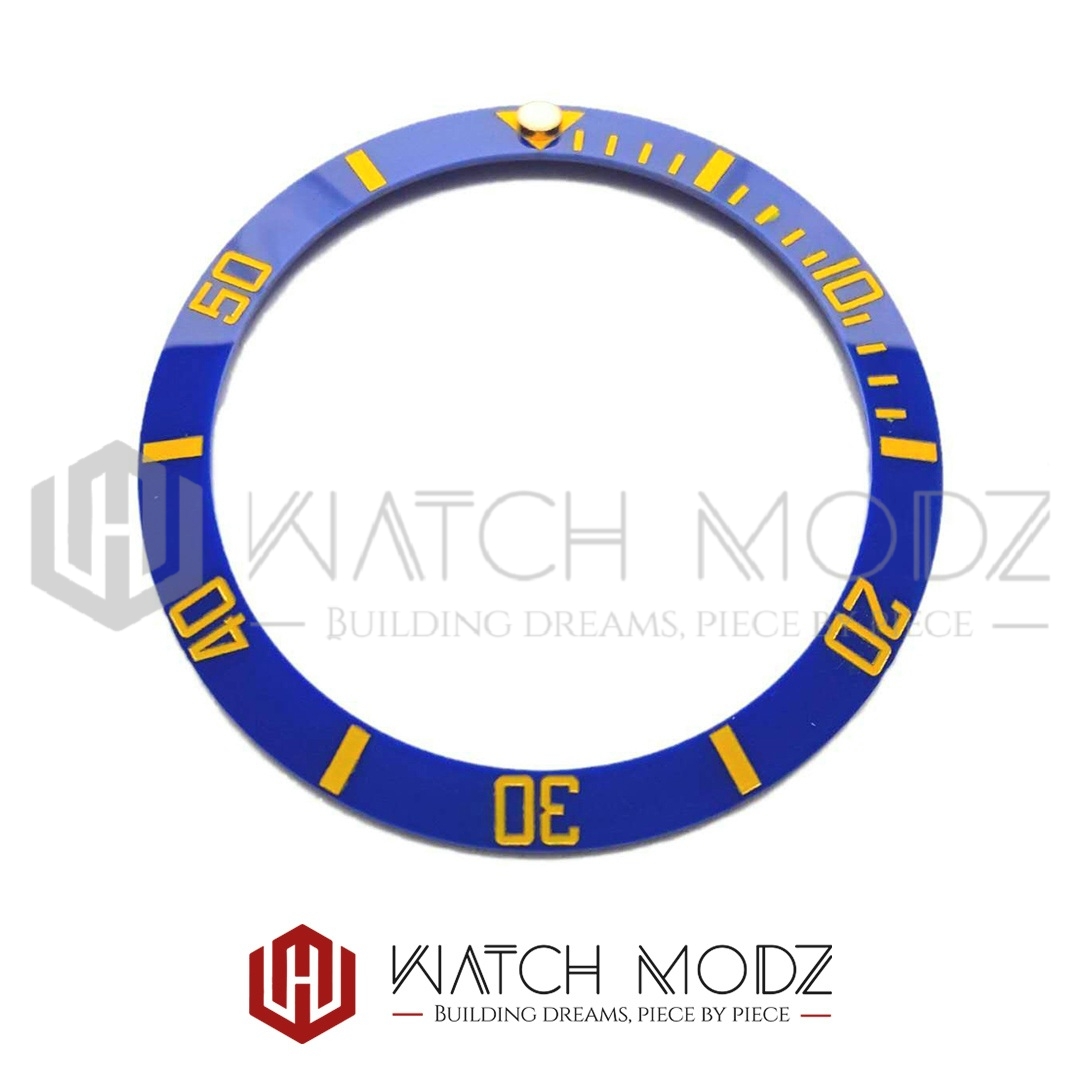 SKX007 Bezel Insert: Blue Sub Gold Numbers