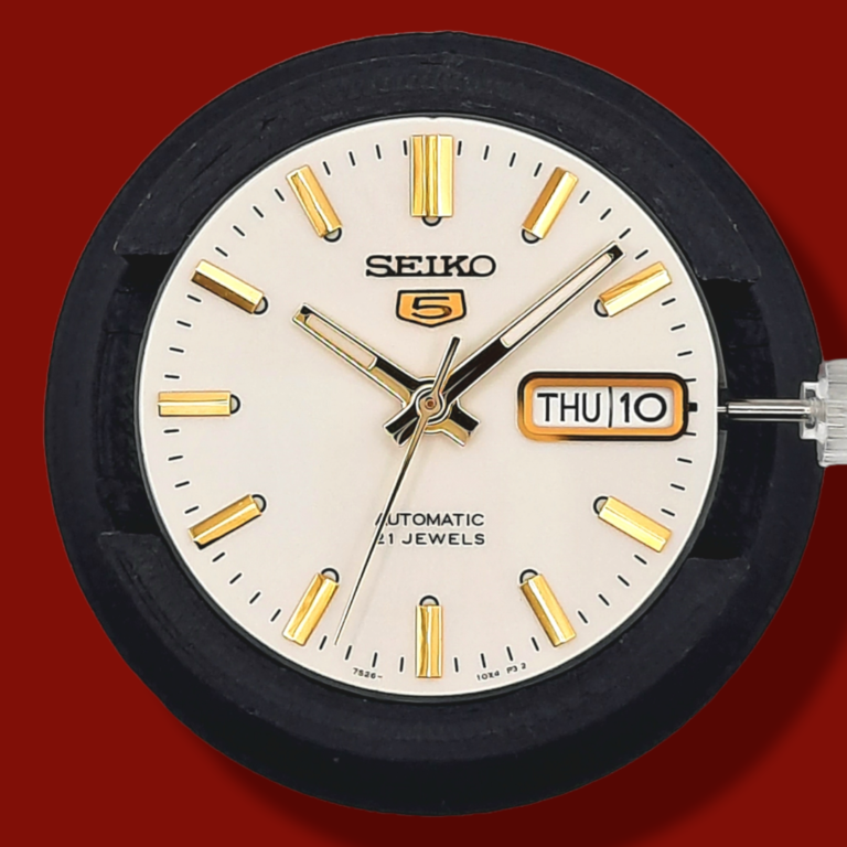 Seiko SNKK94 dial with gold baton hands