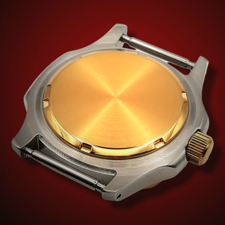 slim gold caseback on a nautilus mod